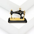 Vintage Sewing Machine Enamel Brooch Black Gold Silver Tone view 7