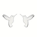 Mini Hummingbird Stud Earrings Flat Silhouette Metal Pair view 6