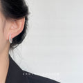 Silver Frosted Texture Hoop Earrings Round Huggie Style Pair view 2