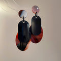 Layered Oval Resin Drop Earrings in Four Colorways view 9