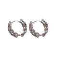 Silver Tone Crystal Wheat Wreath Huggie Hoop Earrings view 5