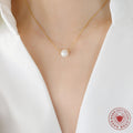 Single Freshwater Pearl Station Necklace Gold Steel Fine Chain view 3
