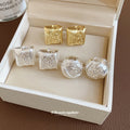 Textured Square And Round Clip On Earrings In Three Styles view 4