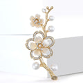 Plum Blossom Branch Brooch Pearl Rhinestone Two Finishes view 3