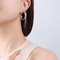 Twisted Smooth C-Hoop Earrings Gold or Steel Multi Size view 9