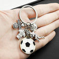 Antique Silver Number Nine Soccer Player and Ball Charm Keychain view 2