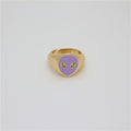 Gold Tone Adjustable Enamel Alien Head Rings in Three Colors view 2