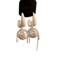 Silver Tone Bow Pearl Tassel Drop Earrings Fashion Jewelry view 5