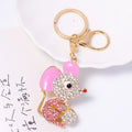 Rhinestone Mouse Keychain Gold Metal Cartoon Animal Charm view 7