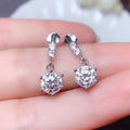 Silver-Tone Brass CZ Drop Earrings with a Three-Stone Post Bar view 3