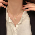 Gold Twisted Rope Chain Round Flower Disc Pendant Necklace view 3