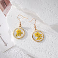 Pressed Flower Round Resin Earrings Gold Hooks 5 Colors view 6