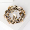 Jeweled Bird Wreath Brooch in Gold and Silver Tones view 3