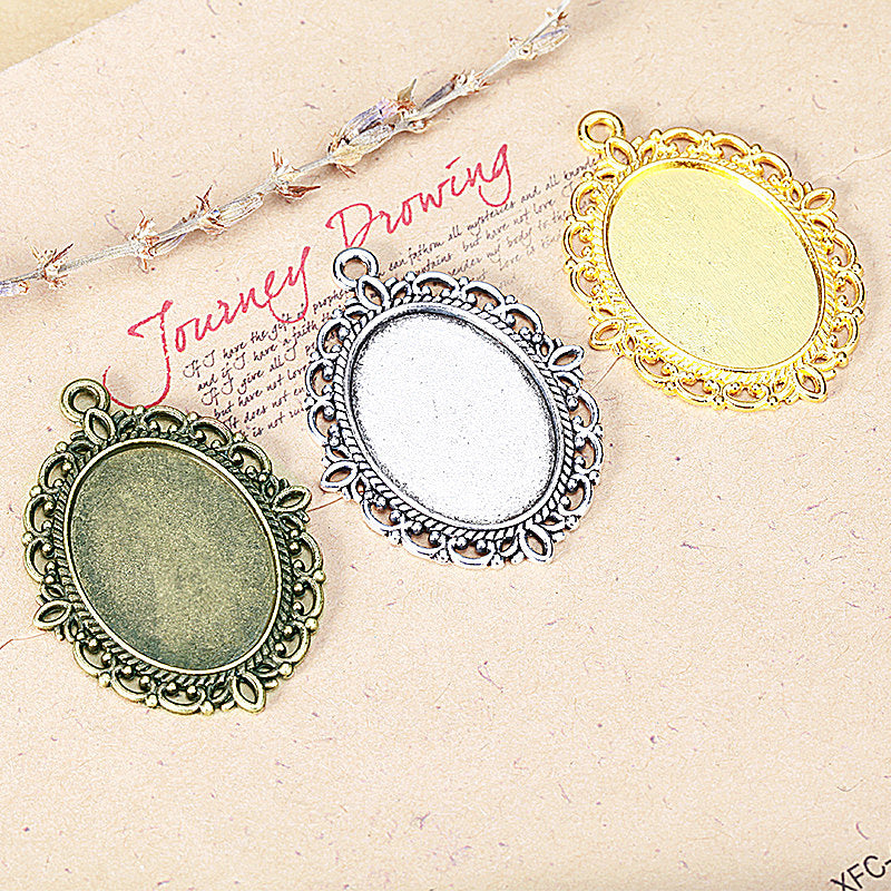 18x25mm Oval Alloy Cabochon Tray Bezel Setting Pendant Base