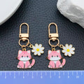 Pink Cat and White Daisy Enamel Clip Keychain Eight-Style Collection view 2