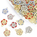 Crystal Camellia Flower Charms in Four Colors and Two Metal Tones view 1