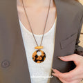 Mottled Round Resin Pendant Cord Statement Necklace view 3