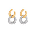 Detachable Dual Ring Stud Earrings Gold Steel Two-Tone Options view 5