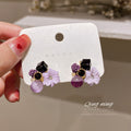 Colorful Crystal Flower Cluster Stud Earrings Fashion Jewelry Accessories view 8