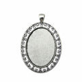 Open Heart Edge Oval Cabochon Pendant Trays in Two Finishes view 3