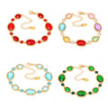 Gold Oval Bezel Bracelet Czech Glass Station Links view 5