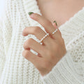 Freshwater Pearl Adjustable Slider Ring Gold Tone Chain view 4