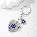 Gold and Silver Tone Openwork Heart and Round Evil Eye Keychains view 3
