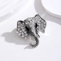 Black Silver Tone Elephant Crystal Two Designs Metal Brooch Pin view 5