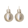 Silver Tone Brushed Sphere Front and Back Stud Earrings view 5