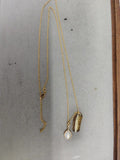Comb Pendant Fine Chain Necklace In Two Metal Tones view 6