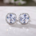 Cushion Halo Stud Earrings In Ten Bright Center Colors view 8