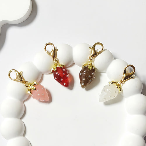 Main product view of gold Tone Pearl-Dotted Strawberry Lobster-Clasp Charms in Four Colors