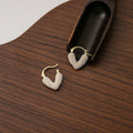 Gold Pearl Heart Huggie Hoop Earrings Seed Bead Cover view 4
