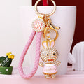 Jeweled Happy Rabbit Keychains in Four Colors with Braided Loops view 2