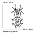Spider and Web Dangle Brooch Hammered Body Silver and Black view 4