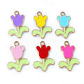 Enamel Flower Pair Charms in Seven Color Styles for Jewelry view 1
