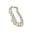 Layered Faux Pearl Necklace with White Floral Centerpiece view 5