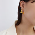 Gold And Steel Geometric Square Open Stud Earrings view 3