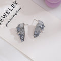 Gray Blue Faceted Look Angular Cluster Small Stud Earrings view 2