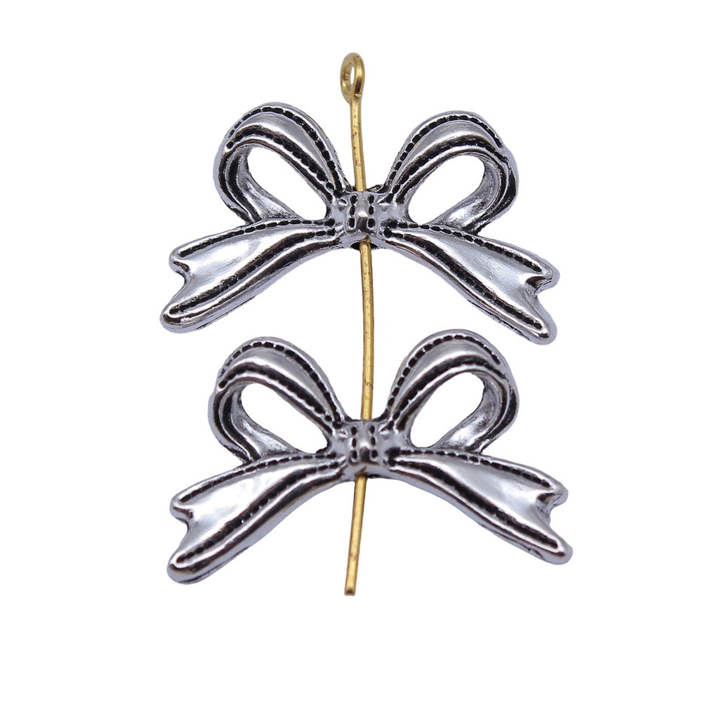 25x15mm 1.7g Antique Silver Zinc Alloy Bowknot Small Hole Butterfly Beads for Bracelet Necklace DIY Making