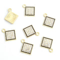 Textured Diamond Frame Metal Jewelry Charms, 2 Finishes view 6