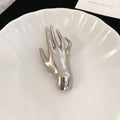 Polished Hand Shaped Brooch In Gold Tone Or Silver Tone view 7