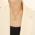 Layered Multi Chain Heart Star Pendant Gold Necklace view 6