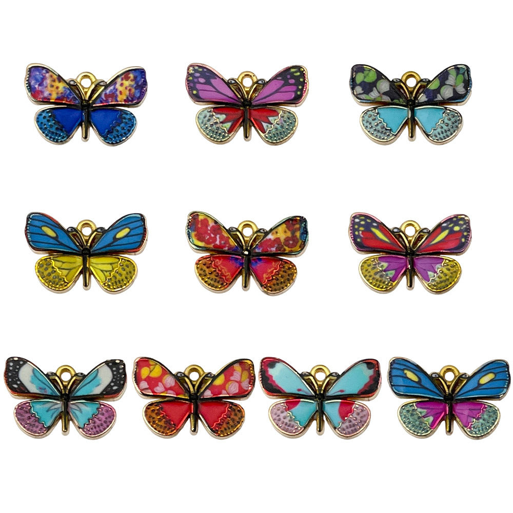 Colorful Enamel Zinc Alloy Butterfly Charm Pendant for DIY Bracelet Necklace Keychain