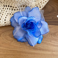Large Sheer Fabric Rose Duckbill Hair Clip Four Colors view 8
