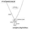 Dual Cross Pendant Necklace Zircon Accents Gold Or Steel view 7