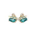 Blue Crystal Swan Stud Earrings in Two Metal Tones view 5