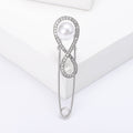 Infinity Loop Pearl Safety Pin Brooch in Silver and Gold view 3