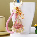 Round Pearl Handbag Keychains with Fortune Braided and Plain Loop Options view 8