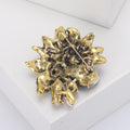 Antique Gold Floral Cluster Brooch with Red or Green Crystals view 4